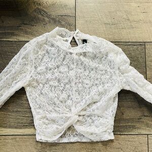 White Lace Long Sleeve Top